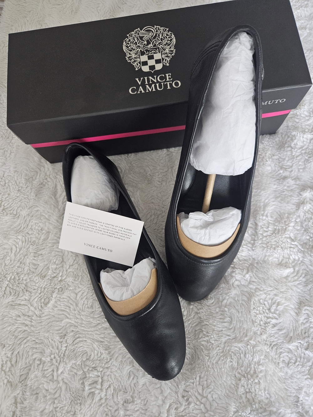 Vince Camuto Black Leather Slip-On Flats